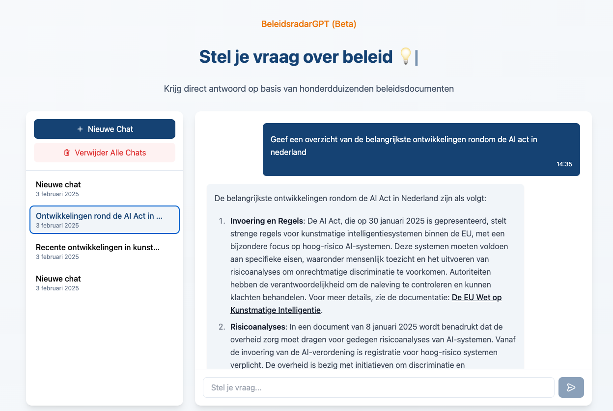 BeleidsradarGPT Interface