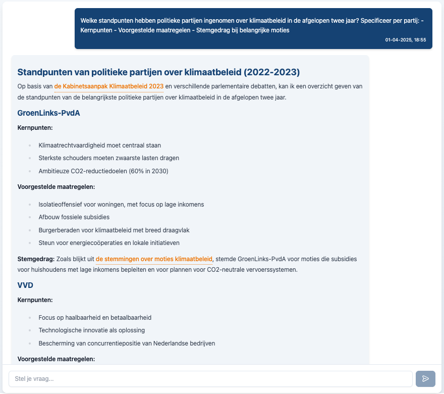 BeleidsradarGPT analyse van politieke standpunten