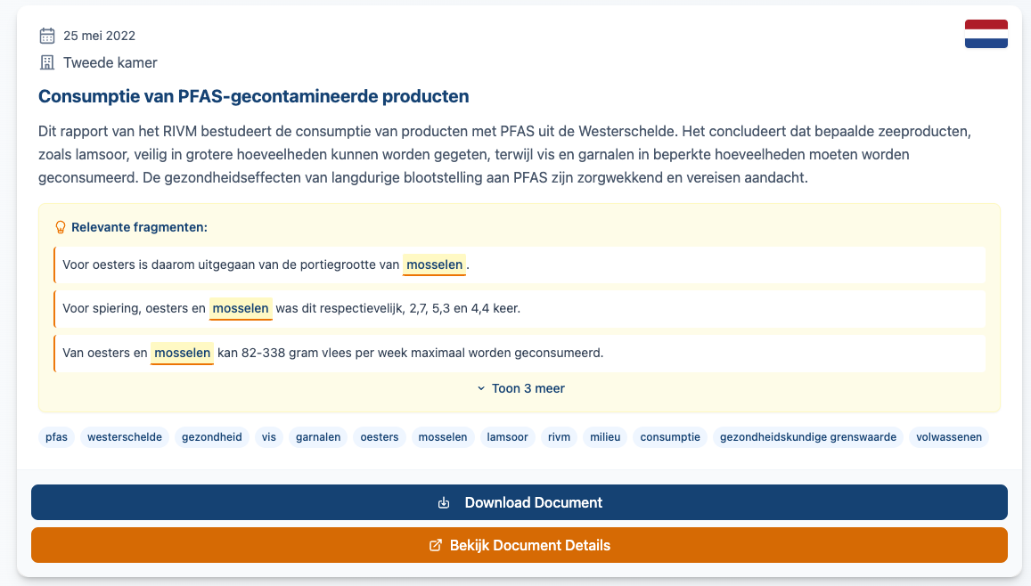Highlighting van relevante fragmenten in zoekresultaten