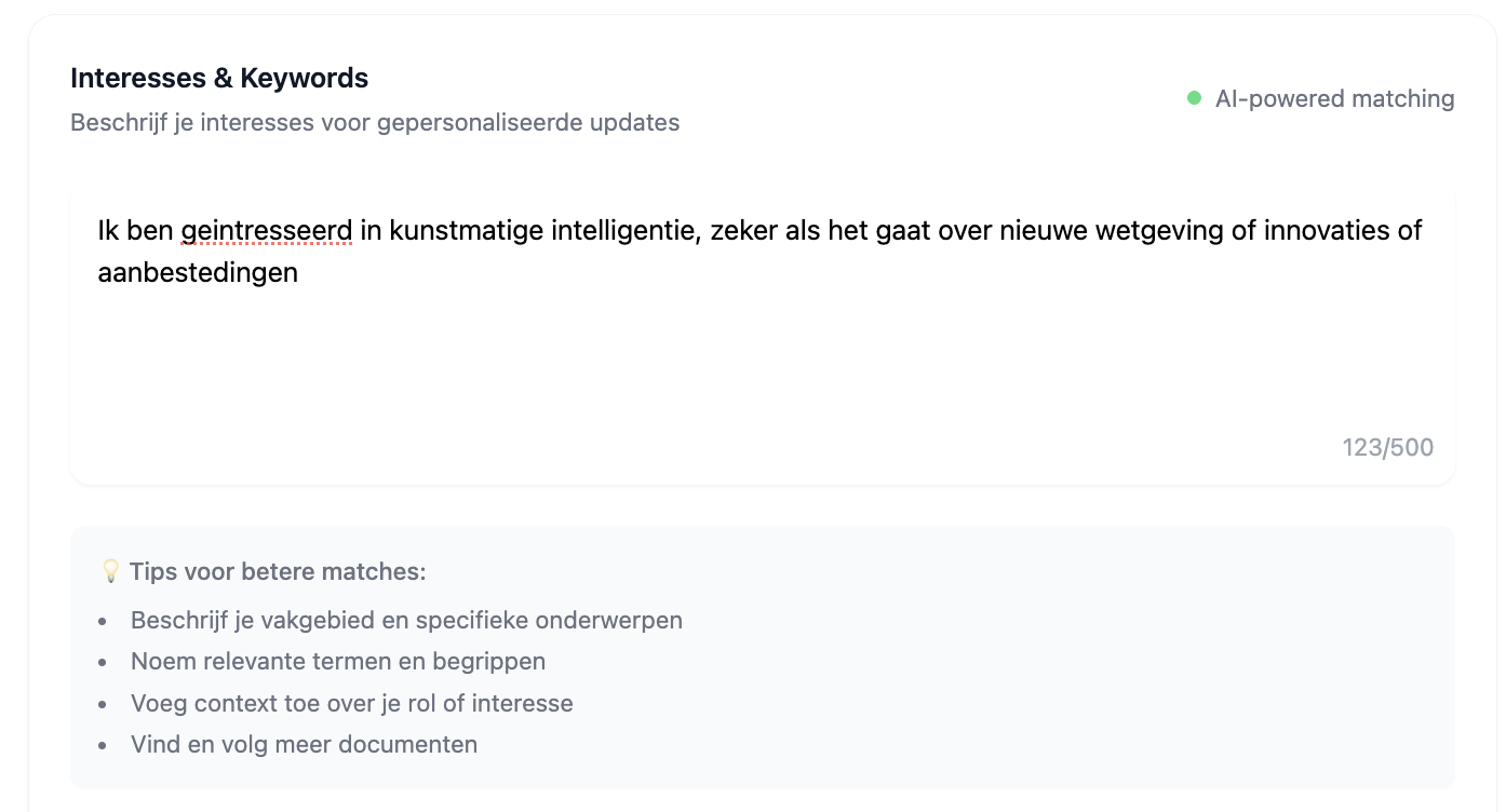 Interesses instellen in je profiel