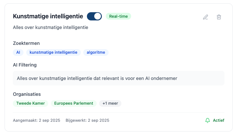 Meerdere alerts beheren in BeleidsRadar