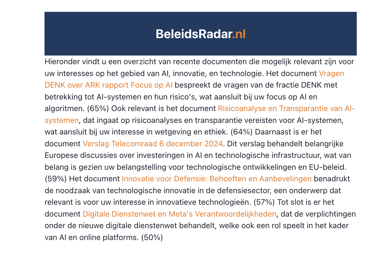 BeleidsRadar Notificaties